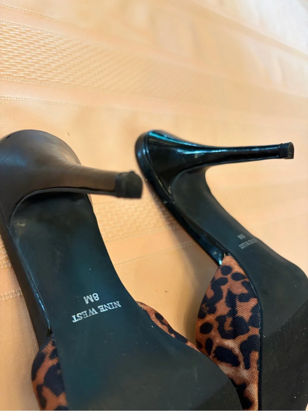 Nine West Leopard-Print Open Toe Slide Heels in Brown and Black - Picture 5 of 7